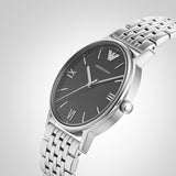 Buy Shop Emporio Armani Kappa Black Dial Silver Steel Strap Watch For Men - AR11152 USA Online