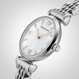 Buy Shop Emporio Armani Donna Mother of Pearl Dial Silver Steel Strap Watch For Women - AR11204 USA Online