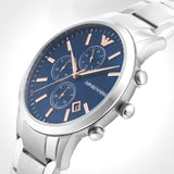 Buy Shop Emporio Armani Renato Chronograph Blue Dial Silver Steel Strap Watch For Men - AR11458 USA Online