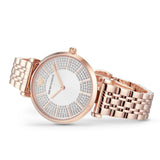 Buy Shop Emporio Armani Gianni T-Bar Crystals Silver Dial Rose Gold Steel Strap Watch For Women - AR11446 USA Online