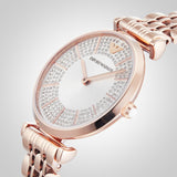 Buy Shop Emporio Armani Gianni T-Bar Crystals Silver Dial Rose Gold Steel Strap Watch For Women - AR11446 USA Online