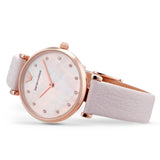 Buy Shop Emporio Armani Gianni T Bar Mother Of Pearl Pink Dial Pink Leather Strap Watch For Women - AR1958 USA Online