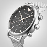 Buy Shop Emporio Armani Luigi Black Dial Silver Mesh Bracelet Watch For Men - AR8032 USA Online