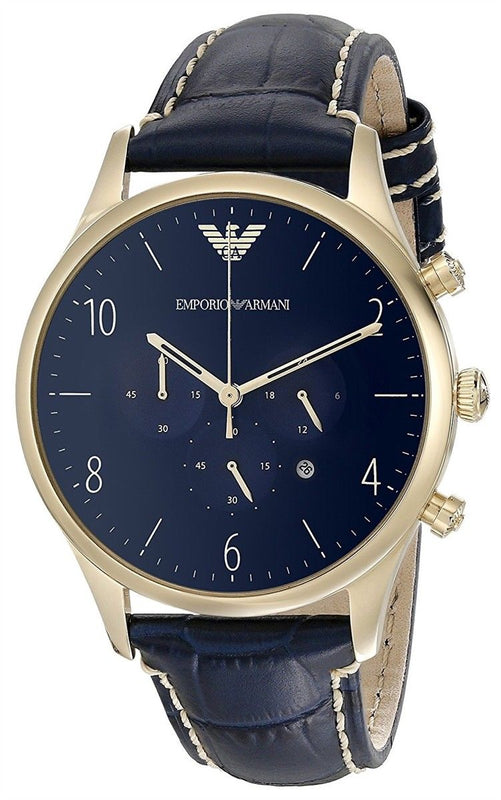 Buy Shop Emporio Armani Chronograph Midnight Blue Dial Blue Leather Strap Watch For Men - AR1862 USA Online