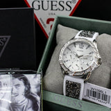 Buy Shop Guess Swirl Quartz Silver Dial White Silicone Strap Watch for Women - W1096L1 USA Online