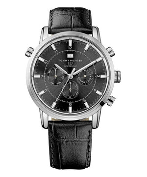 Buy Shop Tommy Hilfiger Harrison Chronograph Black Dial Black Leather Strap Watch for Men - 1790875 USA Online
