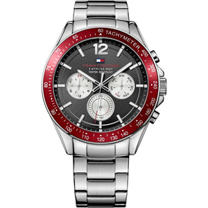 Buy Shop Tommy Hilfiger Luke Chronograph Black Dial Silver Steel Strap Watch for Men - 1791122 USA Online