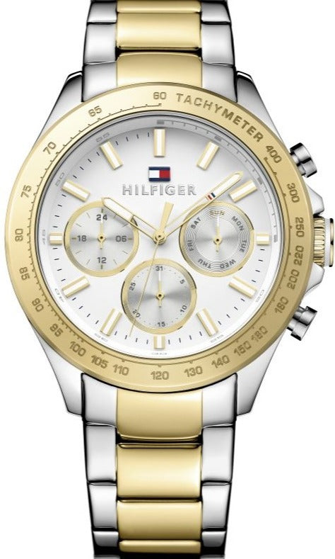 Buy Shop Tommy Hilfiger Hudson Chronograph White Dial Two Tone Steel Strap Watch For Men - 1791226 USA Online