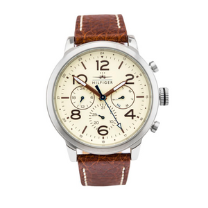 Buy Shop Tommy Hilfiger Jake Multifunction White Dial Brown Leather Strap Watch for Men - 1791230 USA Online