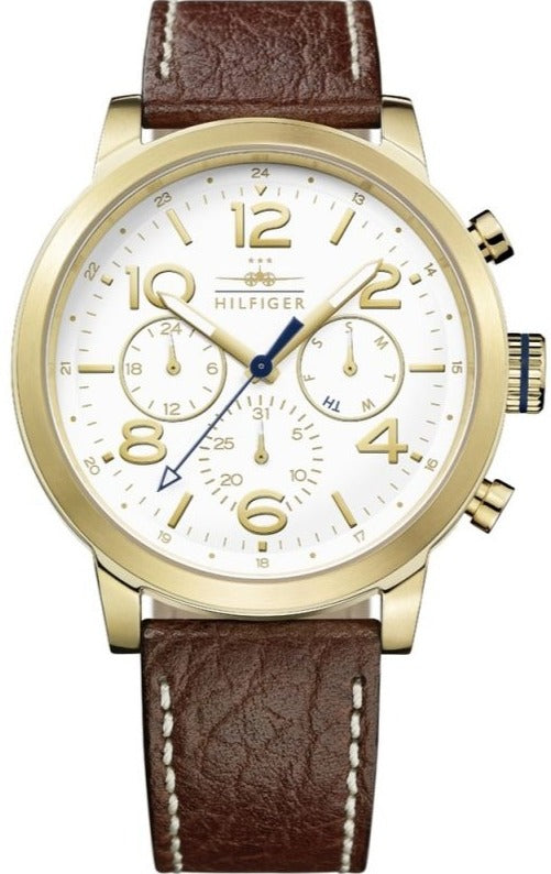 Buy Shop Tommy Hilfiger Jake Quartz White Dial Brown Leather Strap Watch for Men - 1791231 USA Online