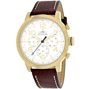 Buy Shop Tommy Hilfiger Jake Quartz White Dial Brown Leather Strap Watch for Men - 1791231 USA Online