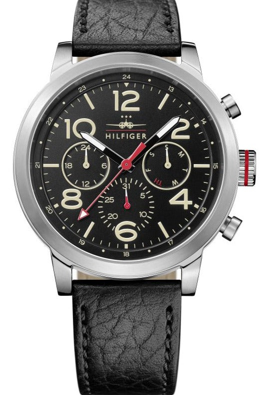 Buy Shop Tommy Hilfiger Jake Chronograph Black Dial Black Leather Strap Watch for Men - 1791232 USA Online