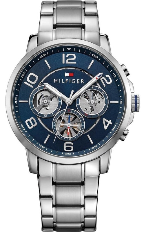 Buy Shop Tommy Hilfiger Keagan Blue Dial Silver Steel Strap Watch for Men - 1791293 USA Online