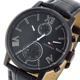 Buy Shop Tommy Hilfiger Aden Chronograph Black Dial Black Leather Strap Watch for Men - 1791310 USA Online