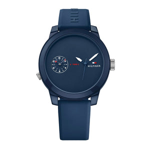 Buy Shop Tommy Hilfiger Denim Quartz Blue Dial Blue Rubber Strap Watch for Men - 1791325 USA Online