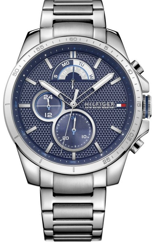 Buy Shop Tommy Hilfiger Decker Quartz Blue Dial Silver Steel Strap Watch for Men - 1791348 USA Online