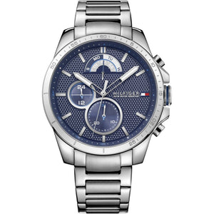 Buy Shop Tommy Hilfiger Decker Quartz Blue Dial Silver Steel Strap Watch for Men - 1791348 USA Online