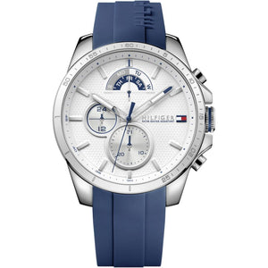 Buy Shop Tommy Hilfiger Decker Quartz White Dial Blue Rubber Strap Watch for Men - 1791349 USA Online