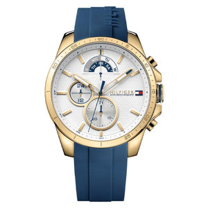 Buy Shop Tommy Hilfiger Decker White Dial Blue Rubber Strap Watch for Men - 1791353 USA Online