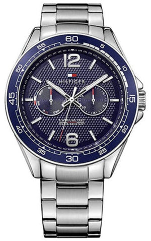 Buy Shop Tommy Hilfiger Erik Chronograph Blue Dial Silver Steel Strap Watch for Men - 1791366 USA Online