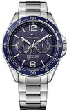 Buy Shop Tommy Hilfiger Erik Chronograph Blue Dial Silver Steel Strap Watch for Men - 1791366 USA Online