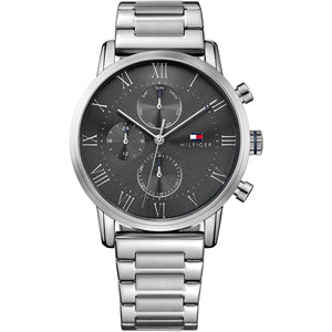 Buy Shop Tommy Hilfiger Kane Chronograph Grey Dial Silver Steel Strap Watch for Men - 1791397 USA Online