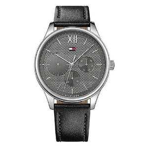Buy Shop Tommy Hilfiger Damon Multifunction Black Dial Black Leather Strap Watch for Men - 1791417 USA Online