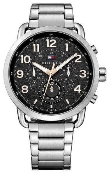 Buy Shop Tommy Hilfiger Briggs Chronograph Black Dial Silver Steel Strap Watch for Men - 1791422 USA Online