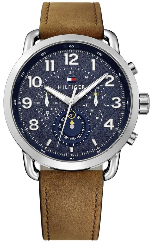 Buy Shop Tommy Hilfiger Briggs Chronograph Blue Dial Brown Leather Strap Watch for Men - 1791424 USA Online