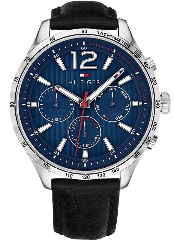 Buy Shop Tommy Hilfiger Gavin Blue Dial Blue Leather Strap Watch for Men - 1791468 USA Online