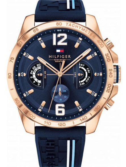 Buy Shop Tommy Hilfiger Decker Multifunction Blue Dial Blue Rubber Strap Watch for Men - 1791474 USA Online