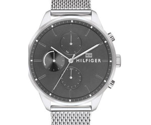 Buy Shop Tommy Hilfiger Chase Quartz Grey Dial Silver Mesh Bracelet Watch For Men - 1791484 USA Online