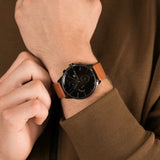 Buy Shop Tommy Hilfiger James Quartz Black Dial Brown Leather Strap Watch For Men - 1791486 USA Online