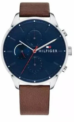 Buy Shop Tommy Hilfiger Chase Chronograph Grey Dial Brown Leather Strap Watch For Men - 1791487 USA Online