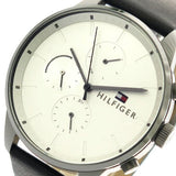 Buy Shop Tommy Hilfiger Lexor Silver Dial Black Leather Strap Watch For Men - 1791489 USA Online