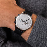 Buy Shop Tommy Hilfiger Lexor Silver Dial Black Leather Strap Watch For Men - 1791489 USA Online