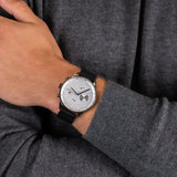 Buy Shop Tommy Hilfiger Lexor Silver Dial Black Leather Strap Watch For Men - 1791489 USA Online
