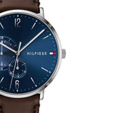Buy Shop Tommy Hilfiger Cooper Blue Dial Brown Leather Strap Watch for Men - 1791508 USA Online