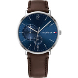 Buy Shop Tommy Hilfiger Cooper Blue Dial Brown Leather Strap Watch for Men - 1791508 USA Online