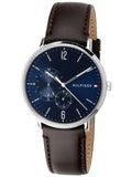 Buy Shop Tommy Hilfiger Cooper Blue Dial Brown Leather Strap Watch for Men - 1791508 USA Online