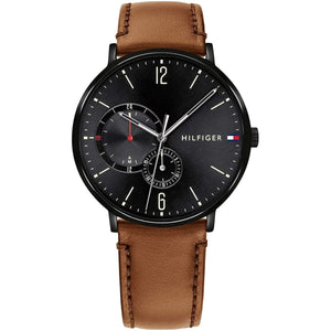 Buy Shop Tommy Hilfiger Brooklyn Quartz Black Dial Brown Leather Strap Watch for Men - 1791510 USA Online