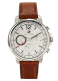 Buy Shop Tommy Hilfiger Landon Chronograph White Dial Brown Leather Strap Watch for Men - 1791531 USA Online