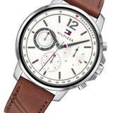 Buy Shop Tommy Hilfiger Landon Chronograph White Dial Brown Leather Strap Watch for Men - 1791531 USA Online