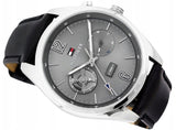 Buy Shop Tommy Hilfiger Deacan Grey Dial Black Leather Strap Watch for Men - 1791548 USA Online