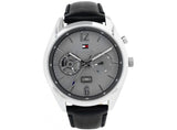 Buy Shop Tommy Hilfiger Deacan Grey Dial Black Leather Strap Watch for Men - 1791548 USA Online