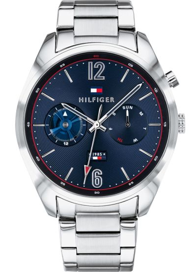 Buy Shop Tommy Hilfiger Deacan Blue Dial Silver Steel Strap Watch for Men - 1791551 USA Online