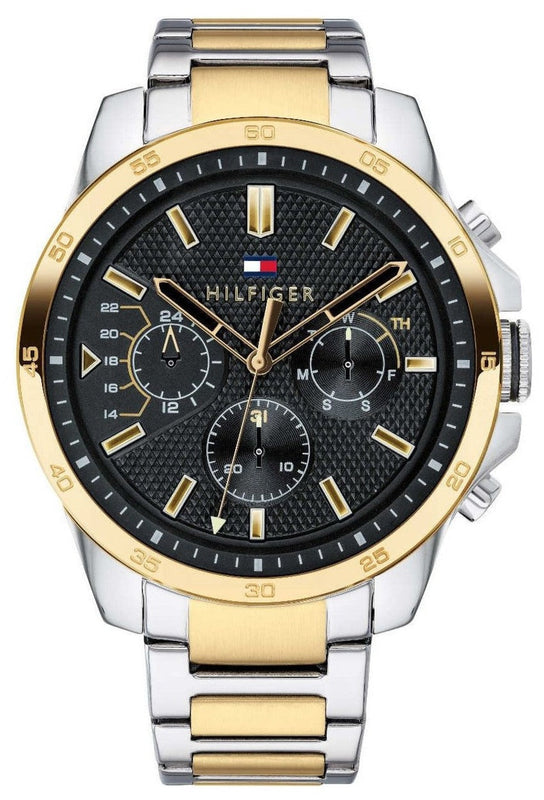 Buy Shop Tommy Hilfiger Decker Chronograph Black Dial Two Tone Steel Strap Watch for Men - 1791559 USA Online