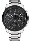 Buy Shop Tommy Hilfiger Iconic Quartz Black Dial Silver Steel Strap Watch for Men - 1791564 USA Online
