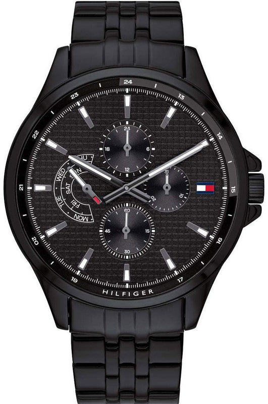 Buy Shop Tommy Hilfiger Shawn Quartz Black Dial Black Steel Strap Watch for Men - 1791611 USA Online