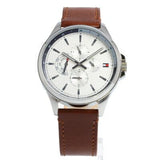 Buy Shop Tommy Hilfiger Multi Function Quartz White Dial Brown Leather Strap Watch for Men - 1791614 USA Online